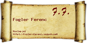 Fogler Ferenc névjegykártya